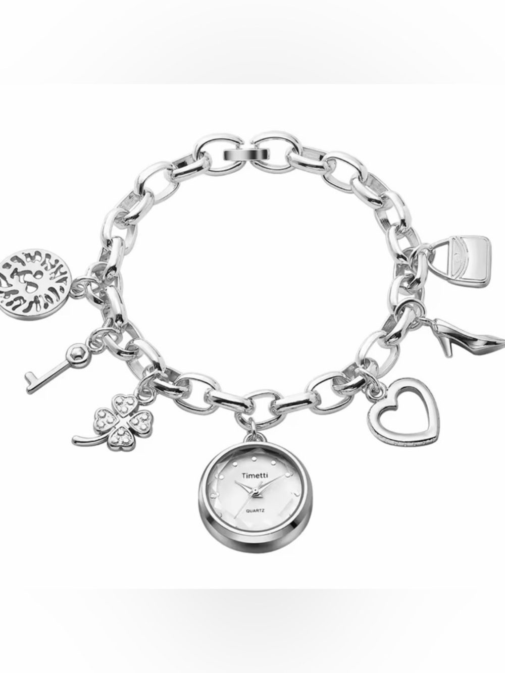 Silver Charm Bracelet Watch for Women